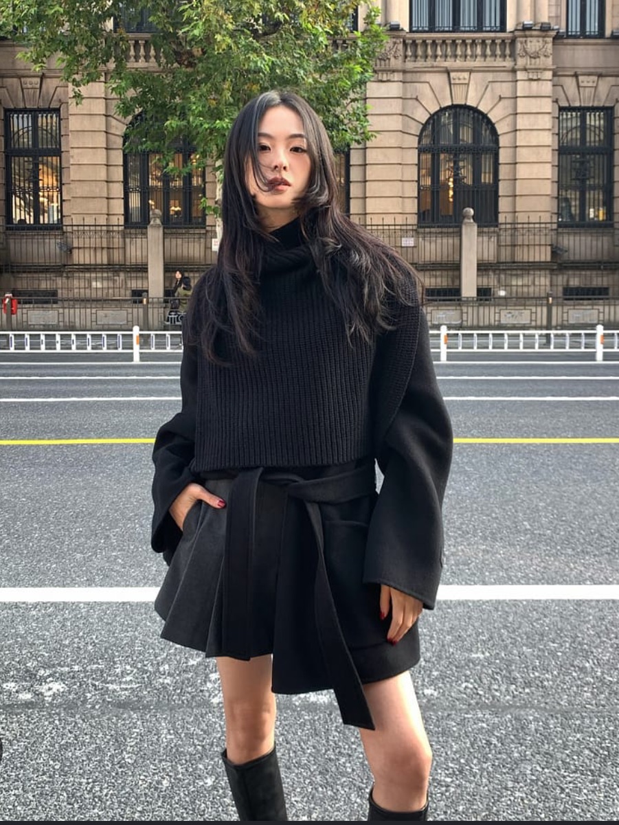 Mo&Co Black Mini Skort Wool Blend Skirt